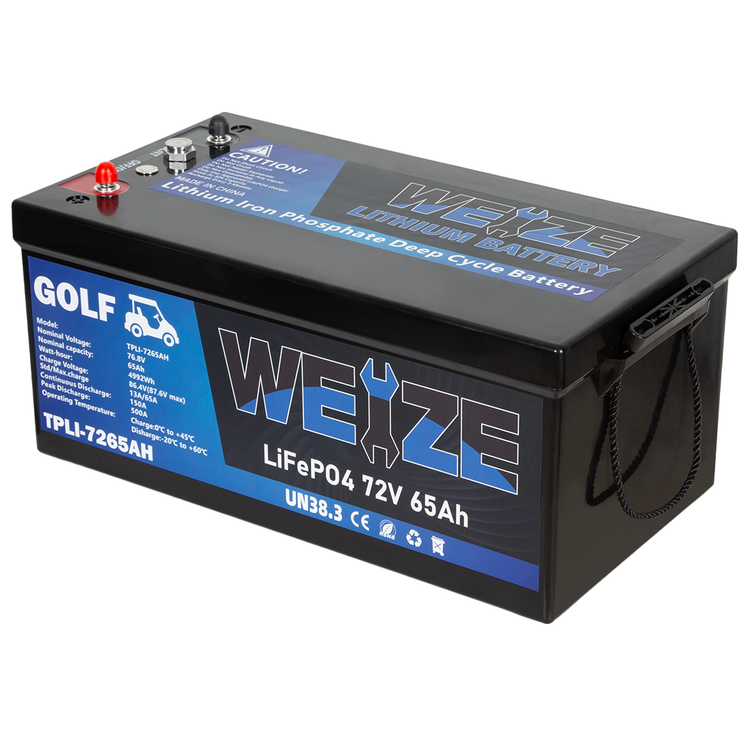 WEIZE 72V(76.8V) 65AH LiFePO4 Golf Cart Battery, 4992Wh Bluetooth Lithium Battery, 8000+ Cycles with 200A BMS, 10 Years Warranty