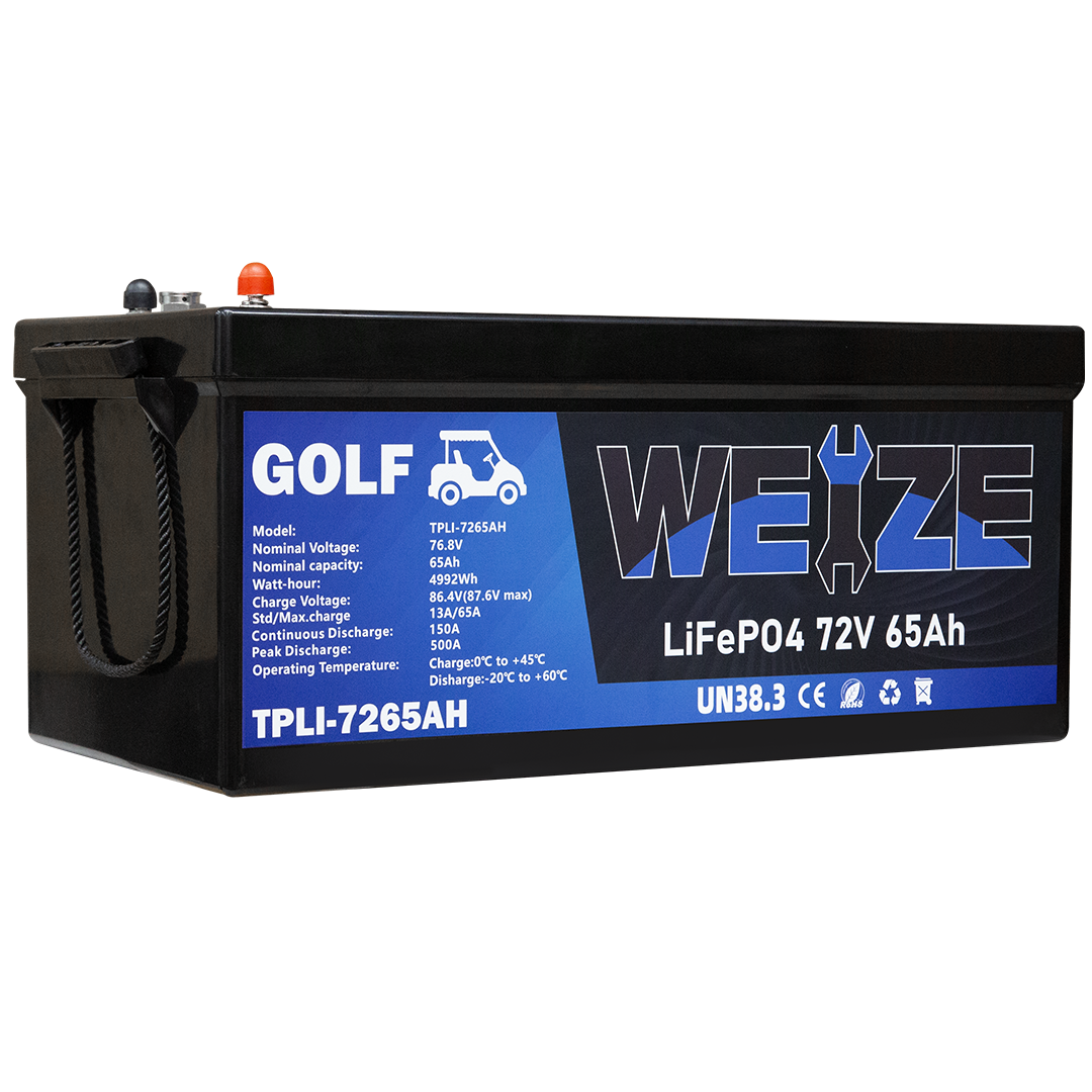 WEIZE 72V(76.8V) 65AH LiFePO4 Golf Cart Battery, 4992Wh Bluetooth Lithium Battery, 8000+ Cycles with 200A BMS, 10 Years Warranty