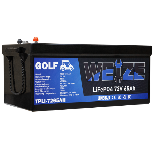 WEIZE 72V(76.8V) 65AH LiFePO4 Golf Cart Battery, 4992Wh Bluetooth Lithium Battery, 8000+ Cycles with 200A BMS, 10 Years Warranty