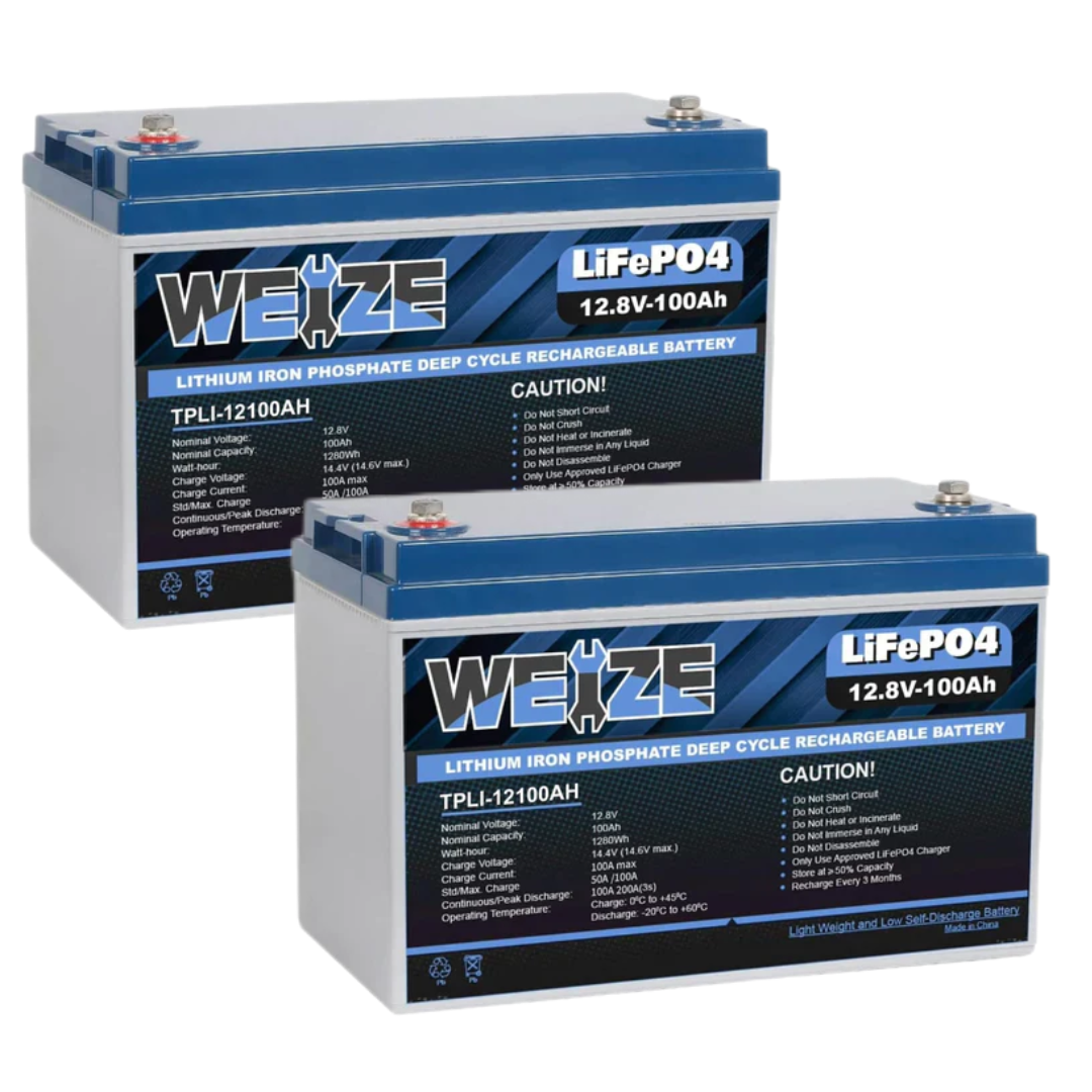 🔥WEIZE 12V 100Ah 1280Wh Lithium Battery, Group 31 Deep Cycle LiFePO4 Battery