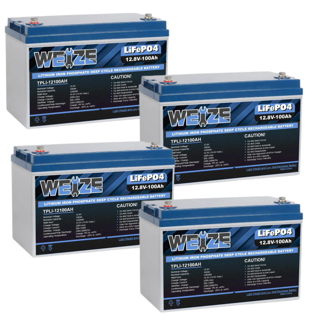 🔥WEIZE 12V 100Ah 1280Wh Lithium Battery, Group 31 Deep Cycle LiFePO4 Battery