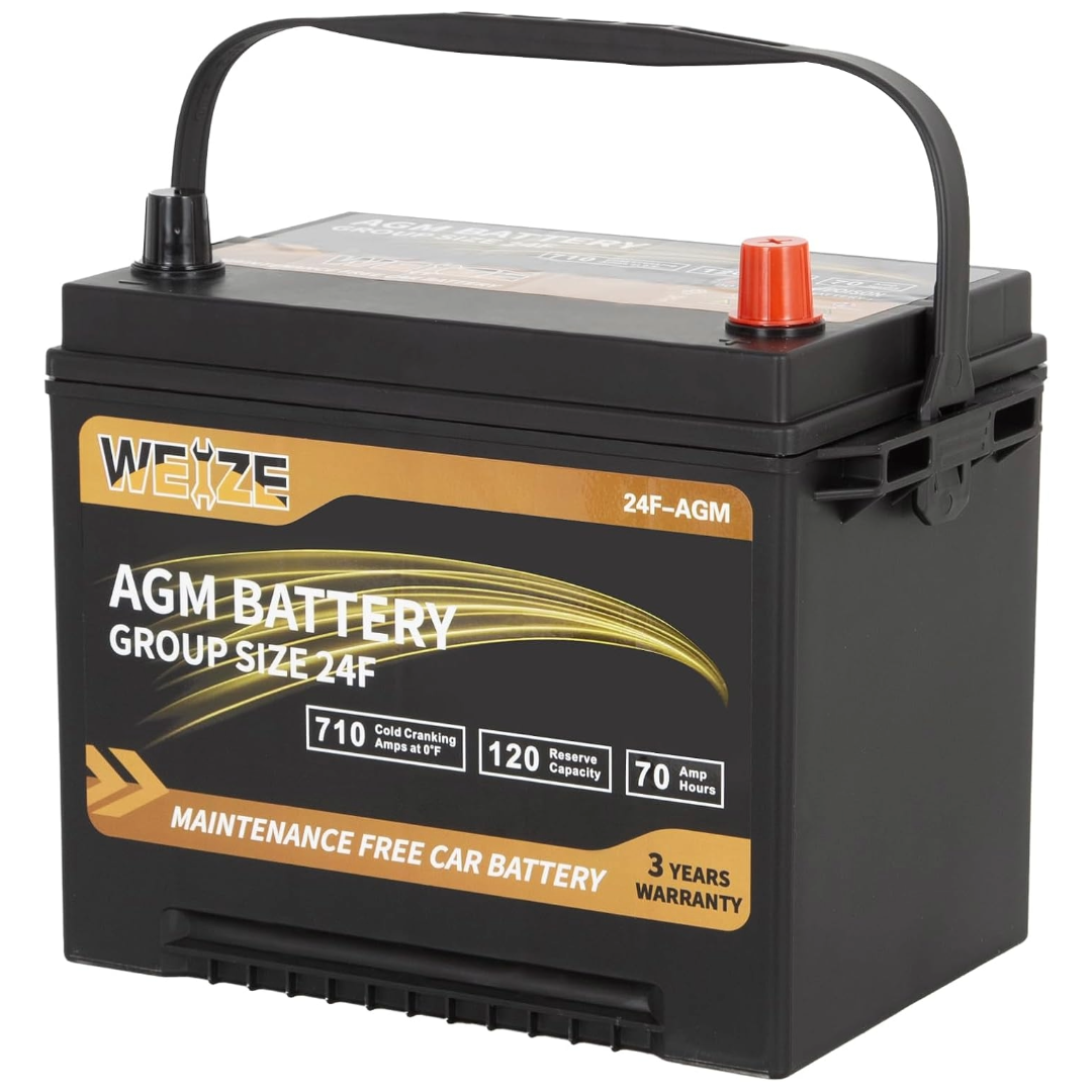 WEIZE Platinum AGM Car Battery BCI Group 24F - 12V 70Ah 710CCA Automotive Battery