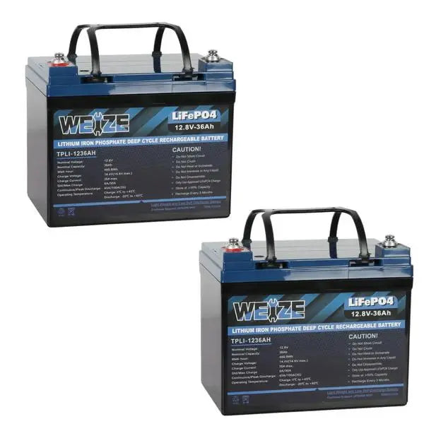 🔥WEIZE 12V LiFePO4 Lithium Battery Plus Series Deep Cycle Battery, Built-in Smart BMS, 3%/Month Self-discharge Rate, 10 Years Warranty