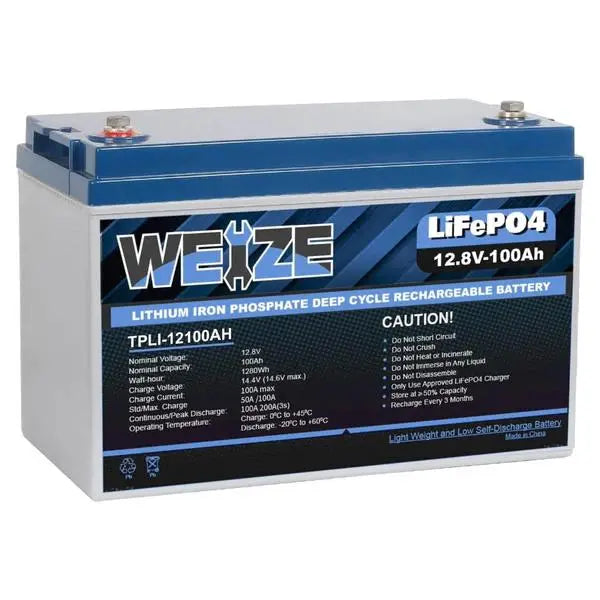 🔥WEIZE 12V LiFePO4 Lithium Battery Plus Series Deep Cycle Battery, Built-in Smart BMS, 3%/Month Self-discharge Rate, 10 Years Warranty