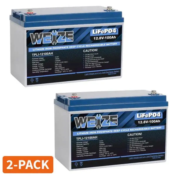 🔥WEIZE 12V LiFePO4 Lithium Battery Plus Series Deep Cycle Battery, Built-in Smart BMS, 3%/Month Self-discharge Rate, 10 Years Warranty