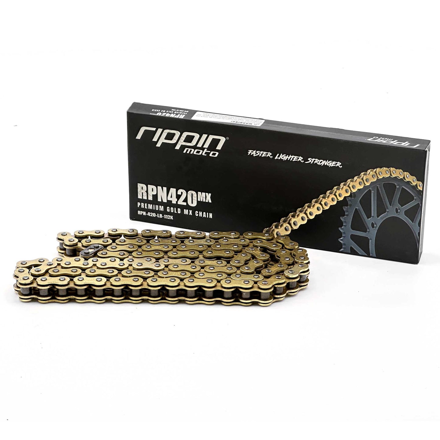 Rippin Moto RPN420MX (112 Link) Premium Gold MX O-Ring Chain for Surron Light Bee X, Segway X160 X260 & Talaria Sting