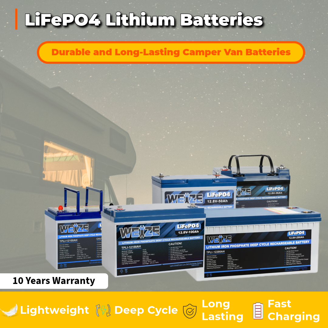 WEIZE LiFePO4 Lithium Camper Vans RV Battery