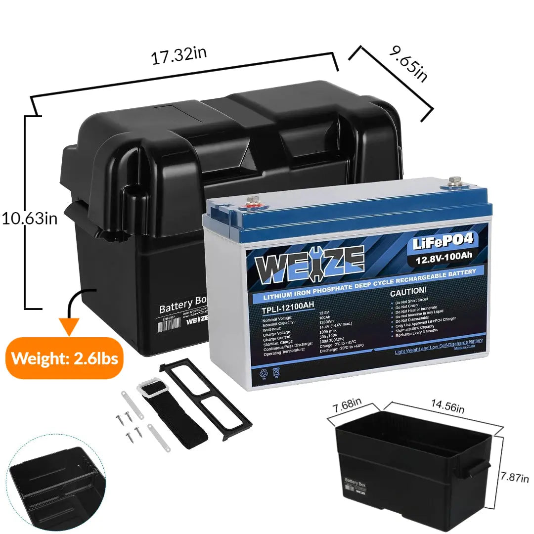 🔥WEIZE 12V 100Ah 1280Wh Lithium Battery, Group 31 Deep Cycle LiFePO4 Battery