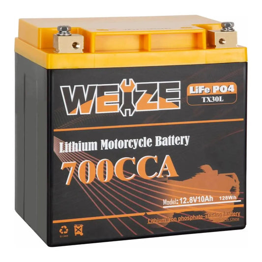 WEIZE 12V 10AH 700CCA LiFePO4 Lithium Motorcycle Battery