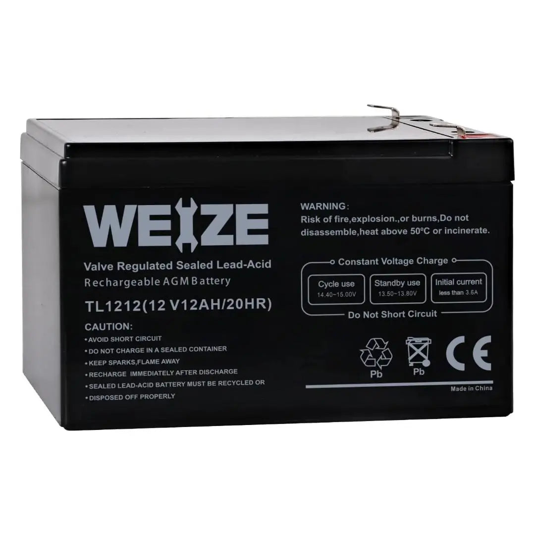 WEIZE 12V 12Ah SLA Deep Cycle AGM Battery