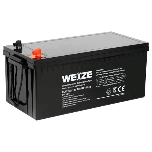 WEIZE 12V 200Ah Deep Cycle AGM Battery, Group Size 4D SLA Battery