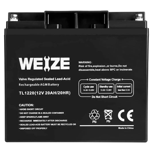 WEIZE 12V 20Ah SLA Deep Cycle AGM Battery