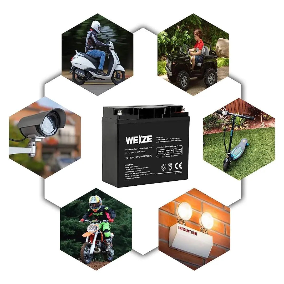 WEIZE 12V 20Ah SLA Deep Cycle AGM Battery