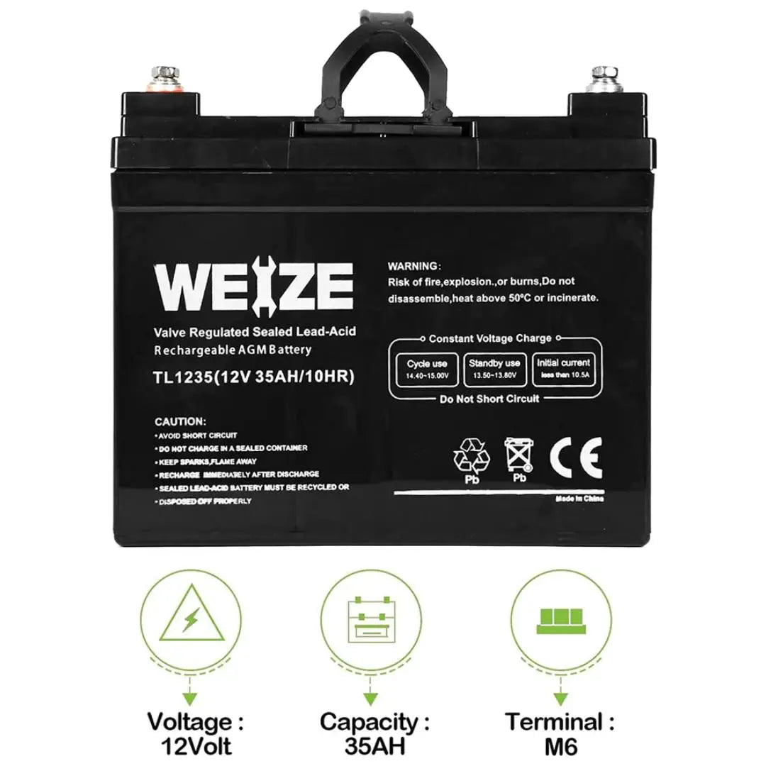 WEIZE 12V 35Ah SLA Deep Cycle AGM Battery