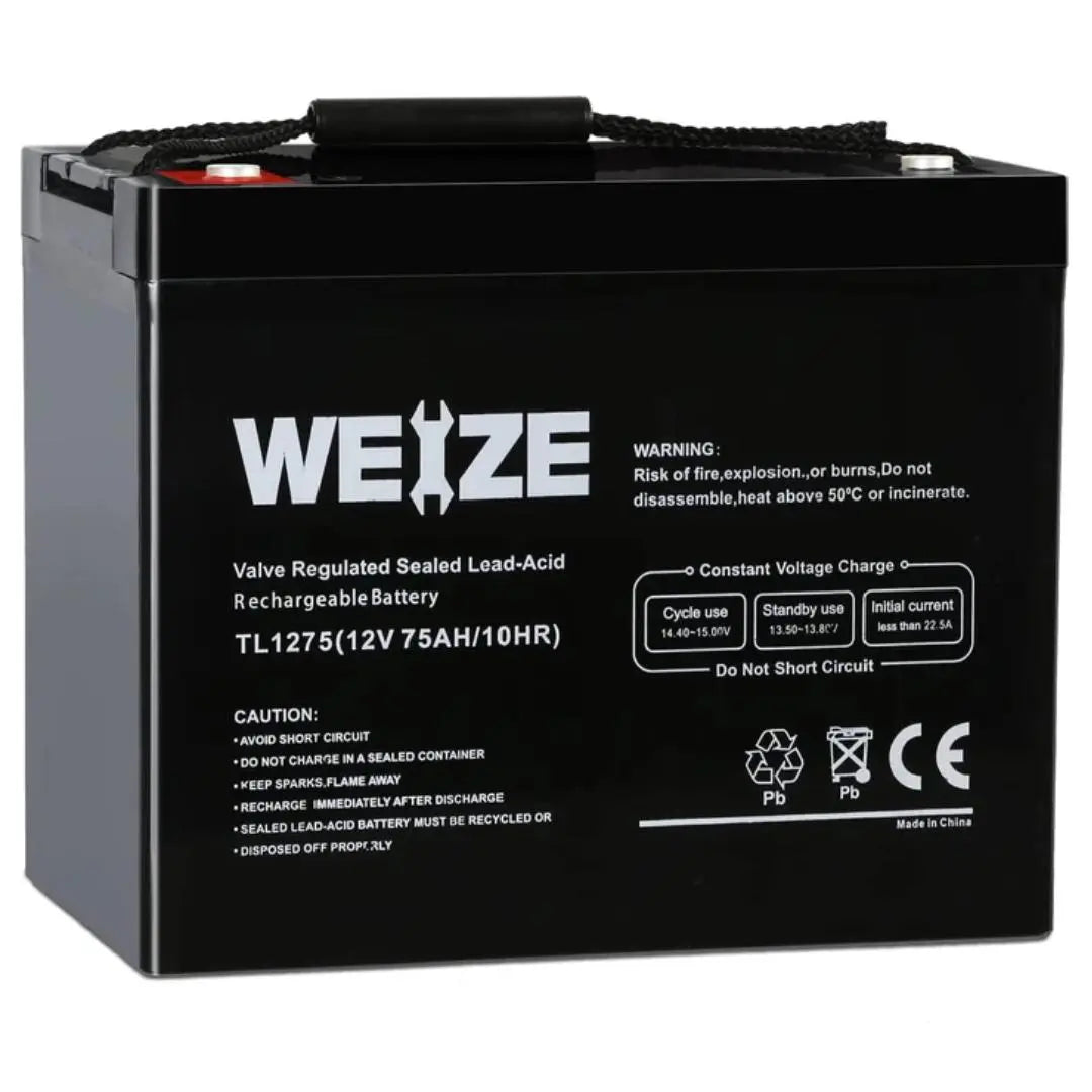 WEIZE 12V 75Ah SLA Deep Cycle AGM Battery