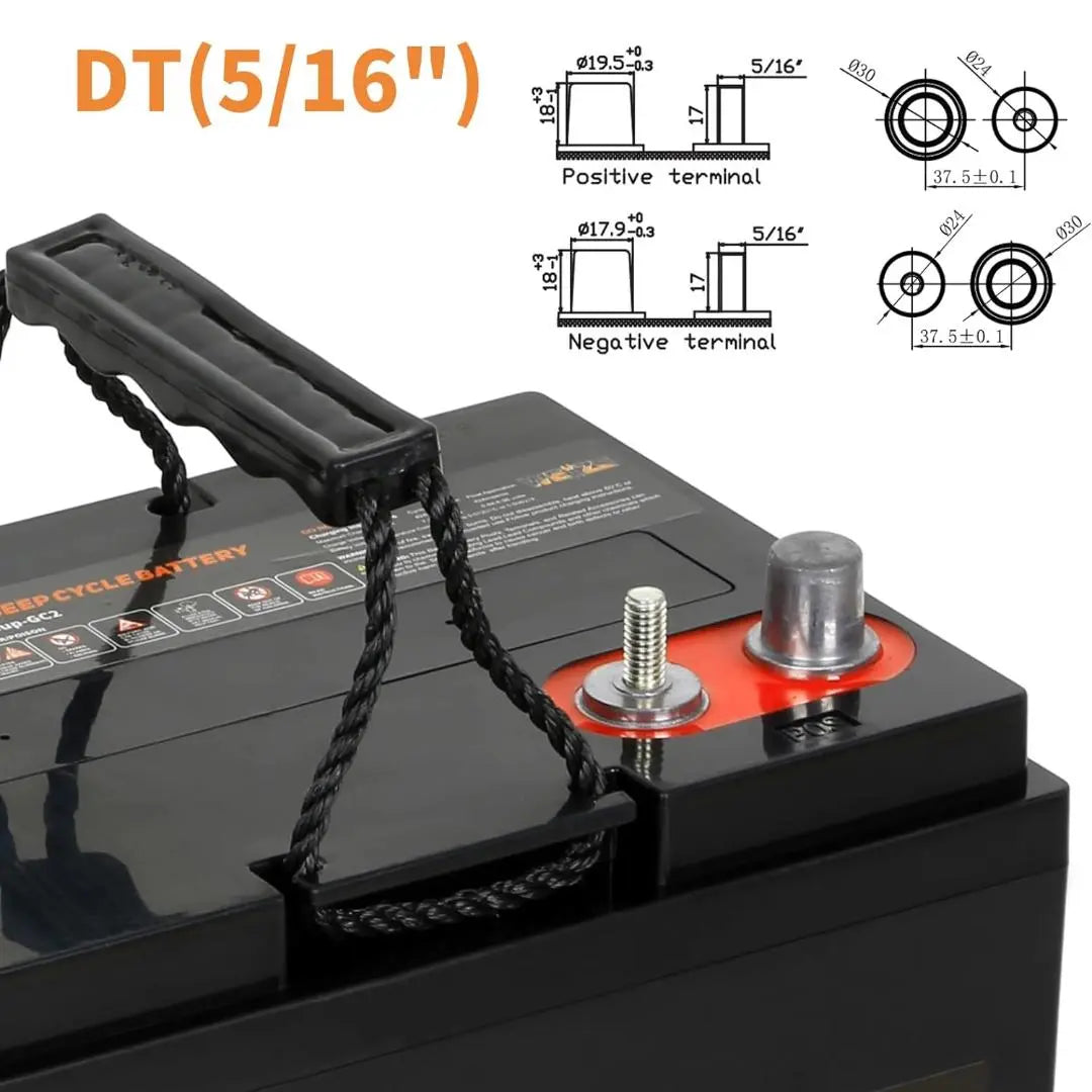 WEIZE 6V 210Ah BCI Group GC2 AGM Golf Cart Battery