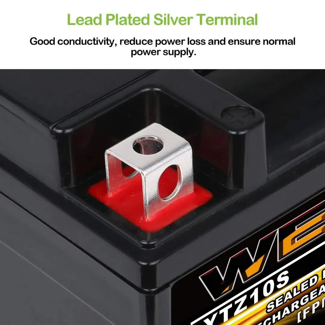 WEIZE YTZ10S-BS 12V 8.6Ah High Performance - Maintenance Free - Sealed AGM Motorcycle Battery Compatible With Yamaha Honda