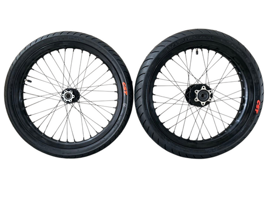Surron Light Bee/Eride Pro Supermoto Wheel Set 17inch OEM All Black***NO ROTOR/SPROCKET***